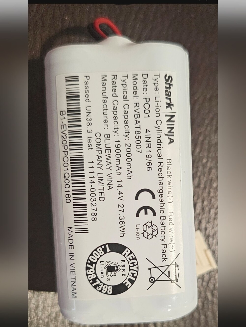 Shark Ninja Replacement Li-Ion Battery Pack